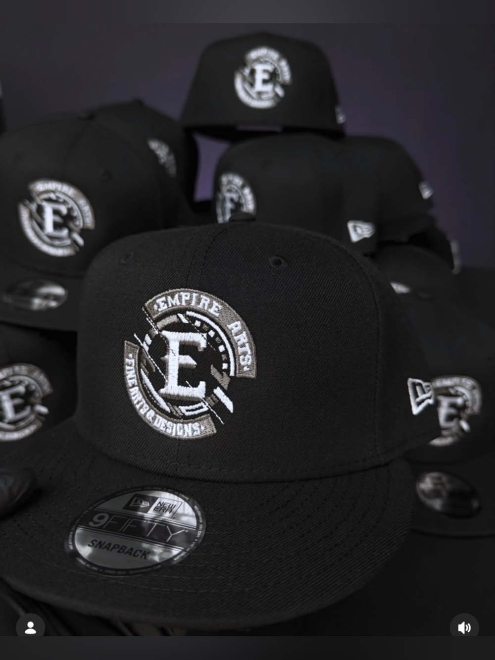 New Era Black Snapback Hat with White Logo Embroidery- Empire Arts LLC